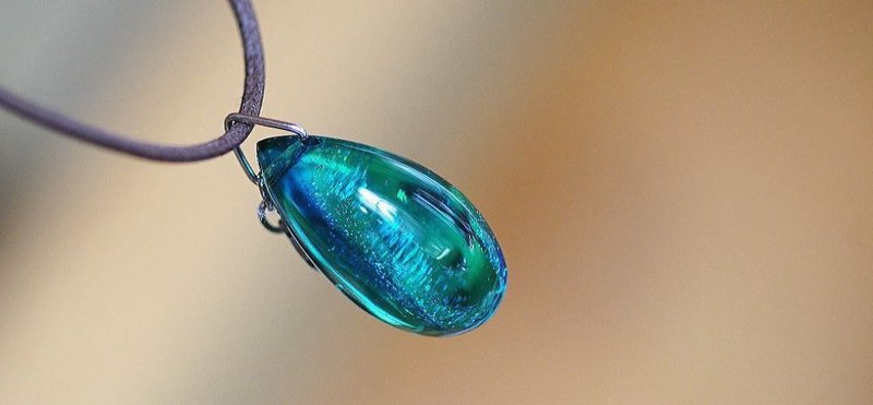 Clear stream Blue tear - 项链 - 玻璃 蓝色