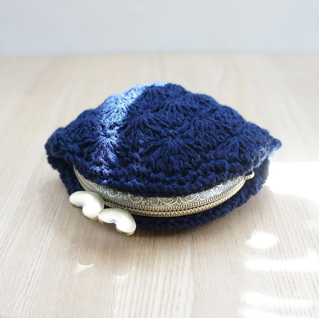 Ba-ba handmade Crochet minipouch No.C961 - 化妆包/杂物包 - 其他材质 蓝色