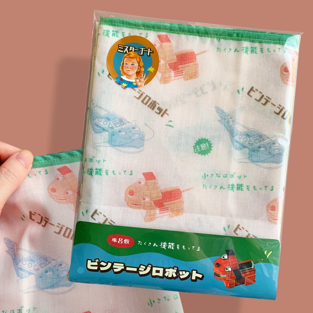 机器人来了 - 风吕敷万用方巾 - 手帕/方巾 - 棉 粉红色