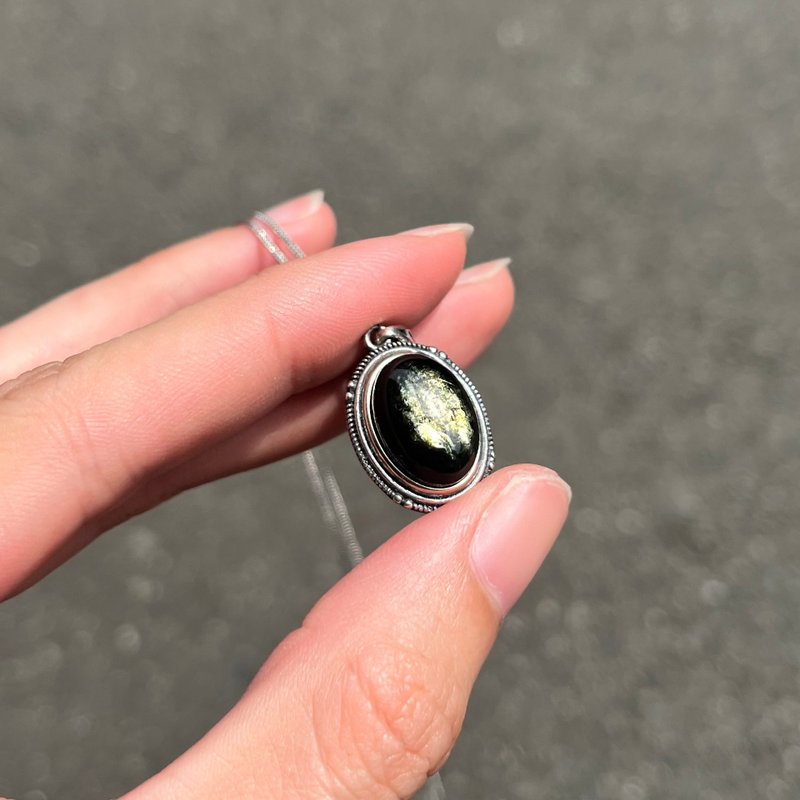 喜迎瑶 925银 绿云母 绿锂云母 云母 水晶 项链 纯银 民族风 复古 - 项链 - 水晶 银色