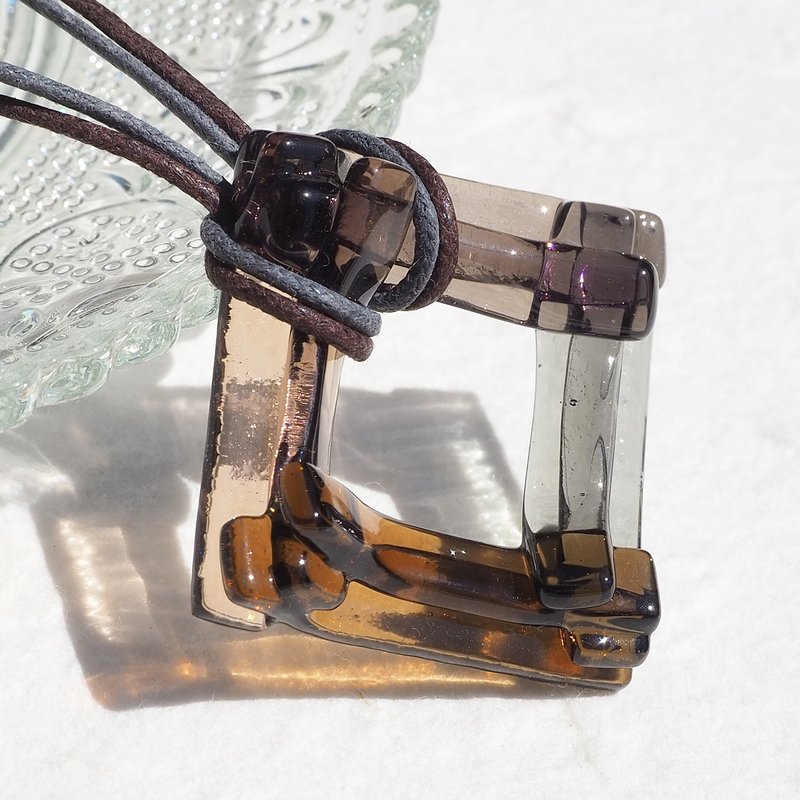 Colored glass (Irogasane [Sepia]) Necklace [Size selectable] [Made to order] - 项链 - 玻璃 灰色