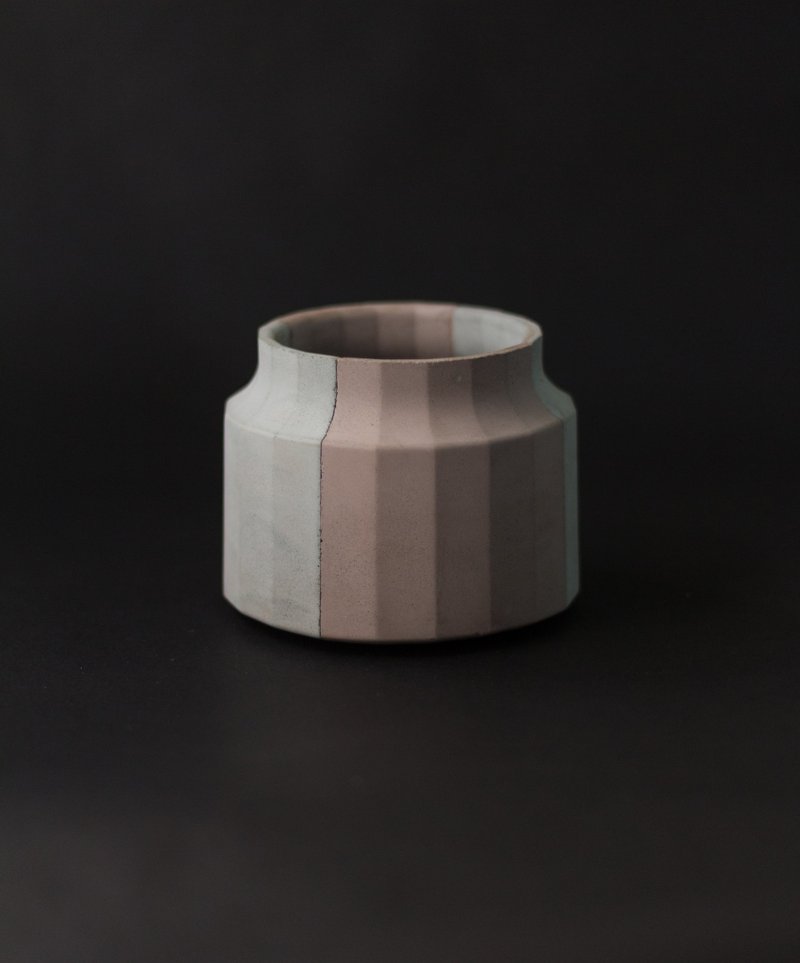 双色多面水泥圆盆L3 - 花瓶/陶器 - 水泥 绿色