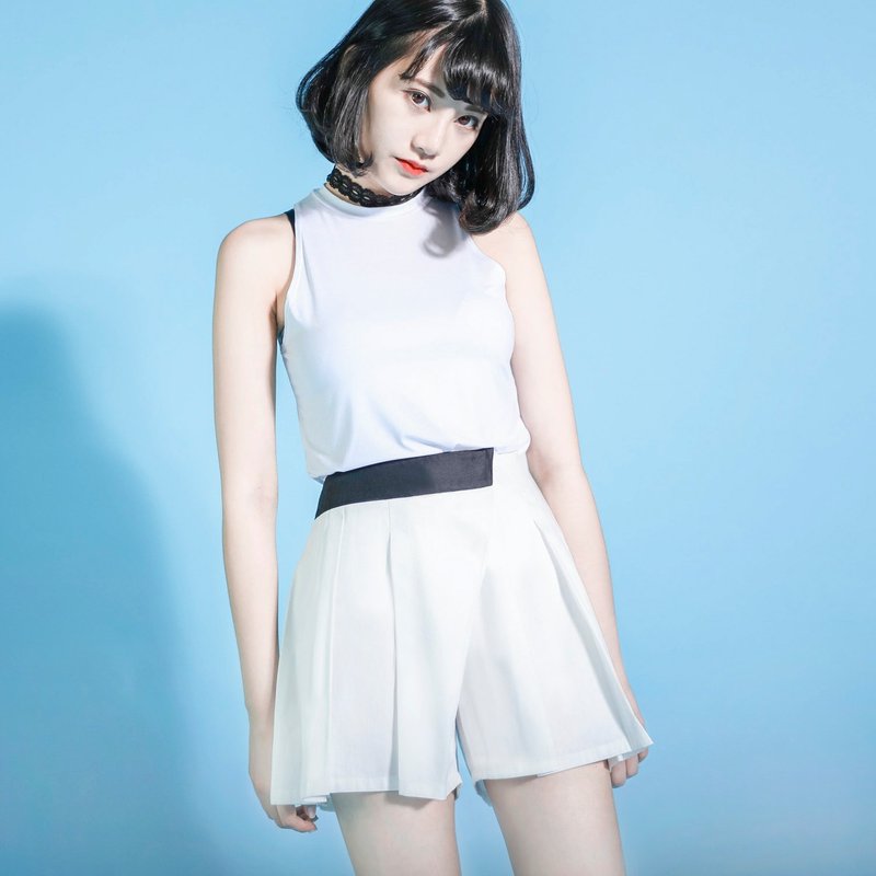 Equation 方程式造型短裤裙_6SF307_白 - 女装长裤 - 棉．麻 白色