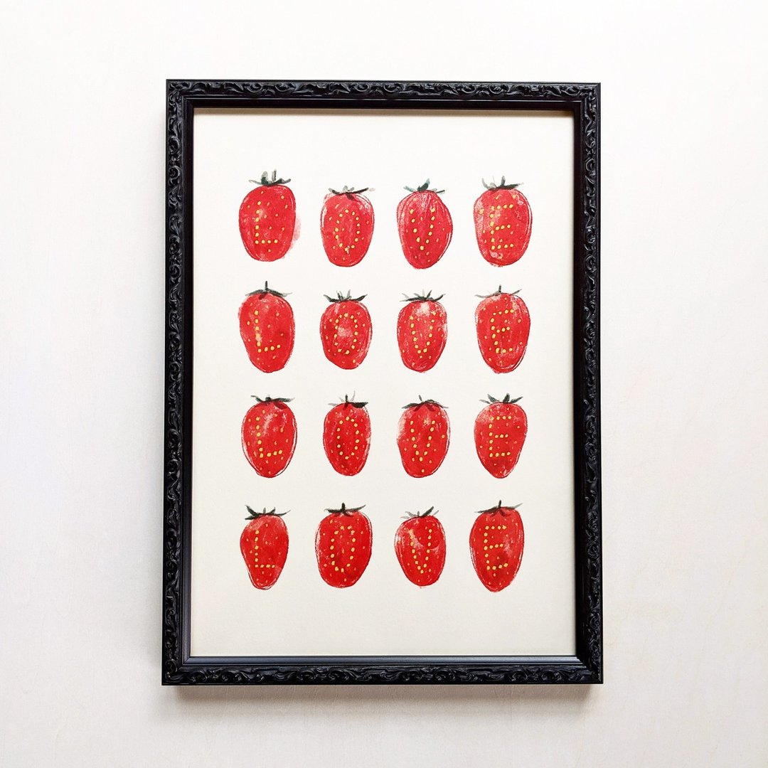 A4 LOVE 草莓艺术印刷品/插图复制品 - 海报/装饰画/版画 - 纸 红色