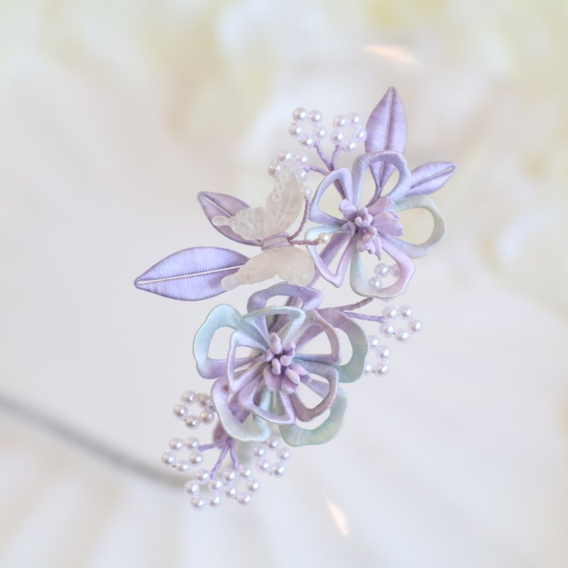 幻彩梅花 发夹 缠花 春仔花 和服发饰 天然真丝 蚕丝 发夹 - 发饰 - 丝．绢 多色