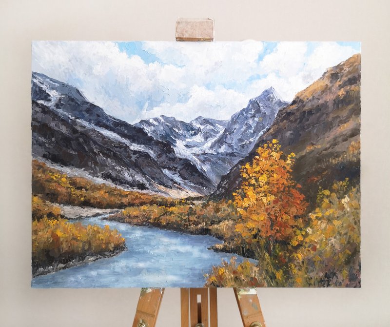 山水畫山河自然風光原創油畫家居裝飾 - 墙贴/壁贴 - 其他材质 咖啡色