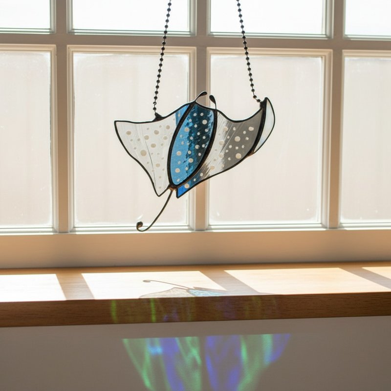徜徉深海 镶嵌玻璃魟鱼 阳光补手Suncatcher吊饰 手作课程 - 陶艺 - 玻璃 