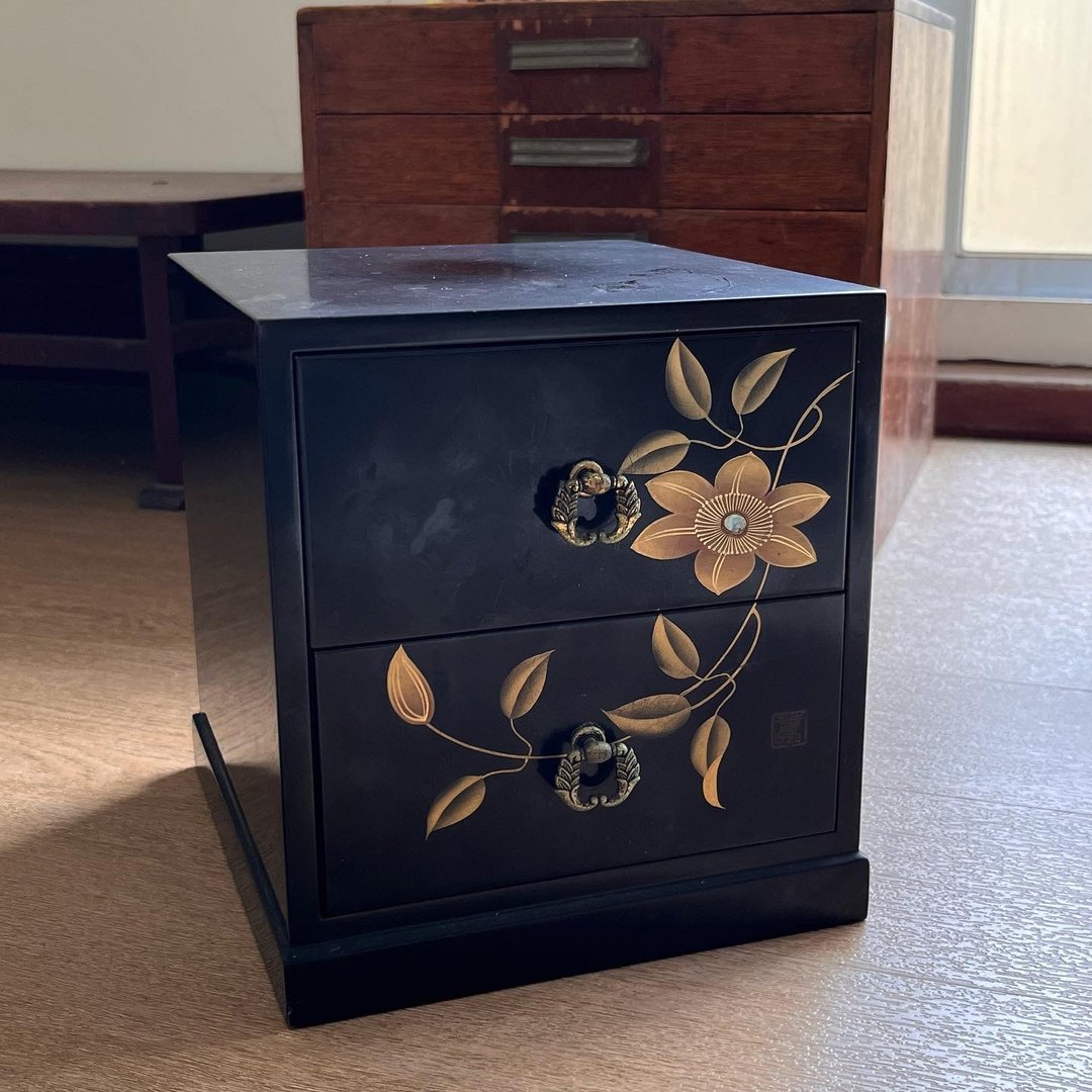 日本早期和风漆器双层抽屉柜 - 其他家具 - 木头 黑色