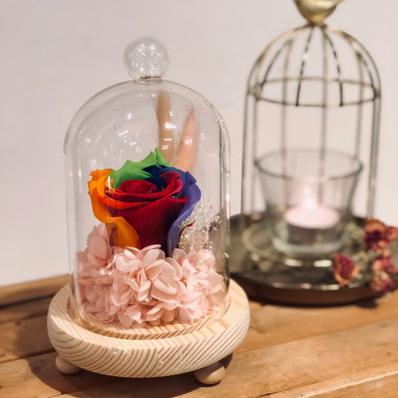 永生彩虹玫瑰 质感不凋花玻璃盅 | 生日  毕业季首选 |台北可自取 - 干燥花/捧花 - 植物．花 多色