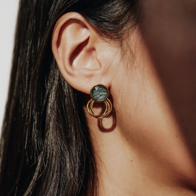 凯西绿玛瑙耳环 CATHY'S EARRINGS - 耳环/耳夹 - 纯银 银色