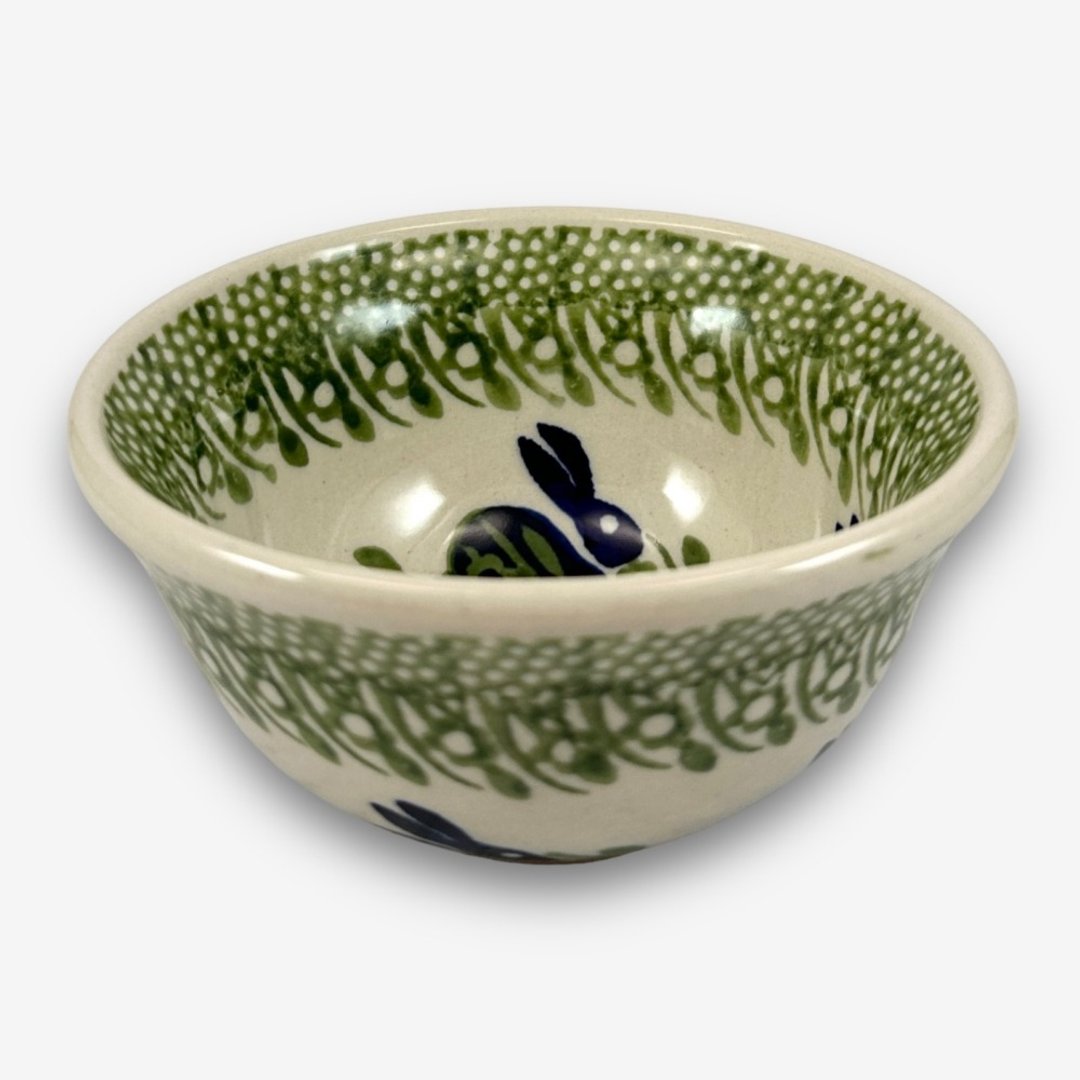 波兰手绘手工陶-饭碗 11.5cm 荒原野兔系列 设计师款 - 碗 - 陶 绿色