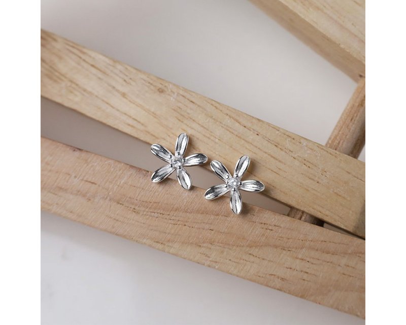 I 绽放 I 925纯银耳钉 - 耳环/耳夹 - 纯银 银色