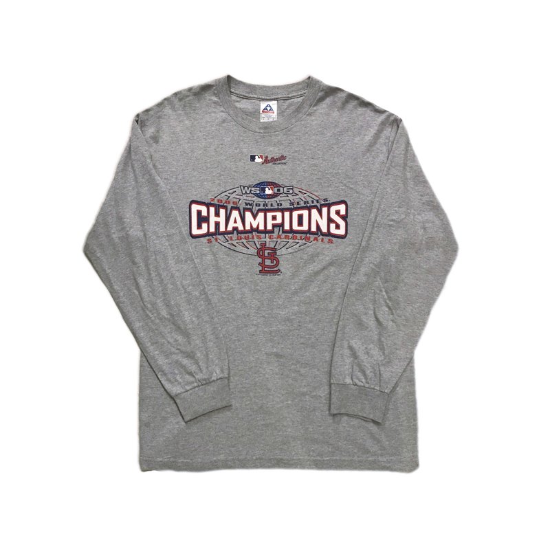 Vintage Long Sleeve T-shirt 美国职棒Champion图样薄长袖 - 男装上衣/T 恤 - 棉 灰色
