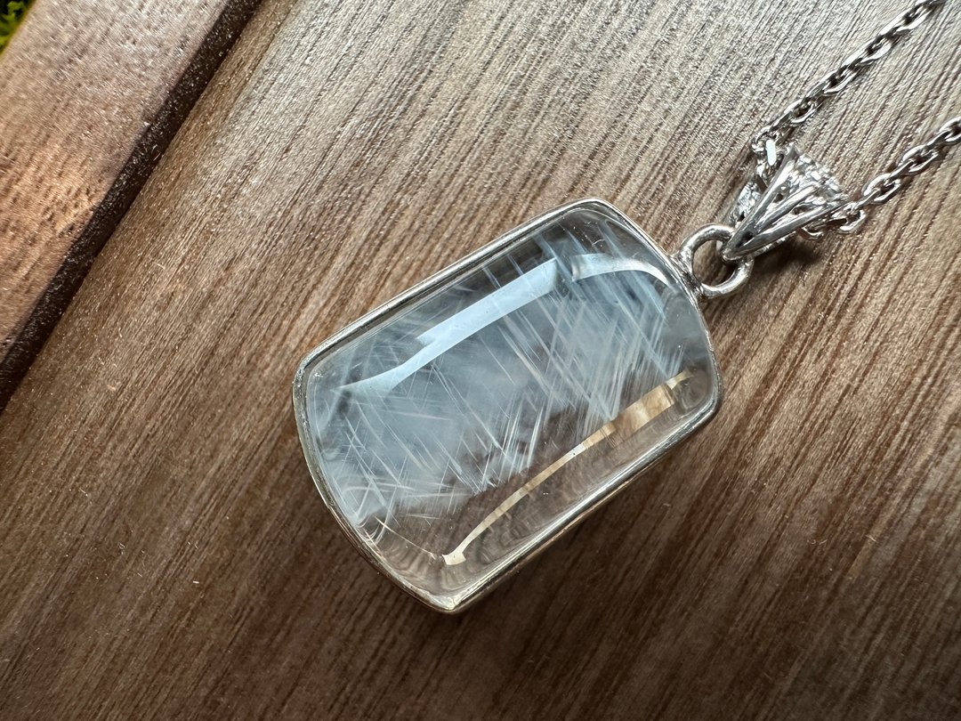 蓝针水晶925银镶吊坠 - 项链 - 水晶 