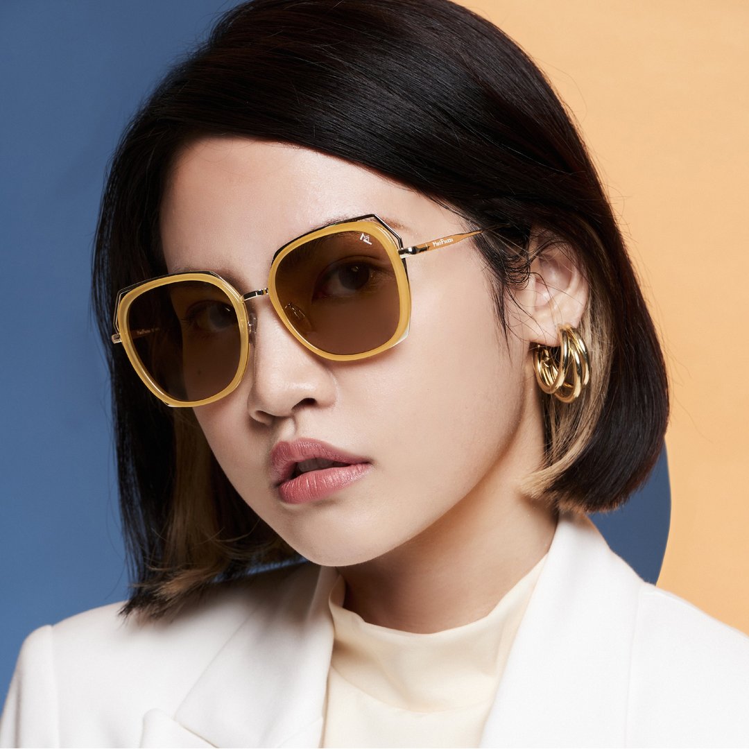 【快速出货】时尚艺术太阳眼镜 / 尼龙片墨镜 | GLADYS 橙 - 墨镜 - 其他材质 黄色