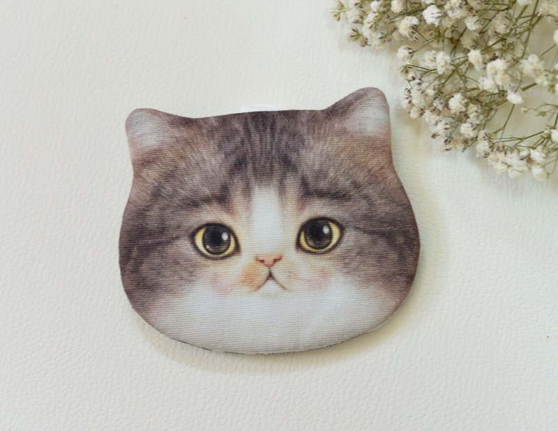 宝宝平安福袋-短耳无辜猫咪 - 平安符/符袋 - 棉．麻 咖啡色