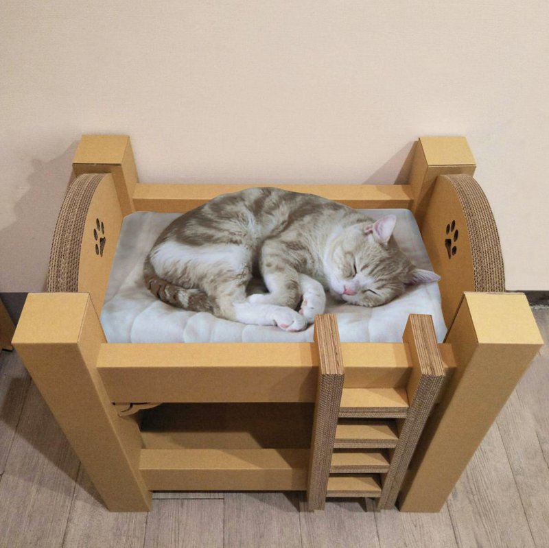 【好猫在家】猫的上下铺 猫屋/宠物/置物 - 床垫/笼子 - 纸 咖啡色