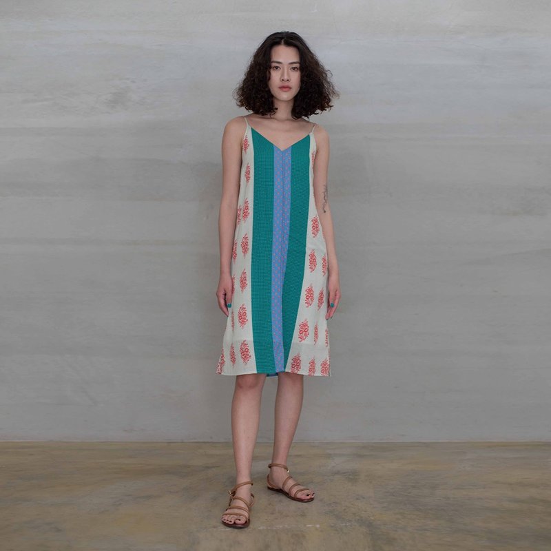 仲夏之旅细肩带印花洋装 Mid-Summer Strape  Printed Dress D198 - 洋装/连衣裙 - 棉．麻 多色