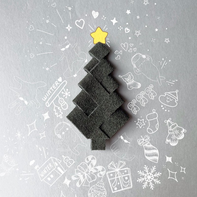 皮革胸针 (圣诞树) - 胸针 - 真皮 绿色