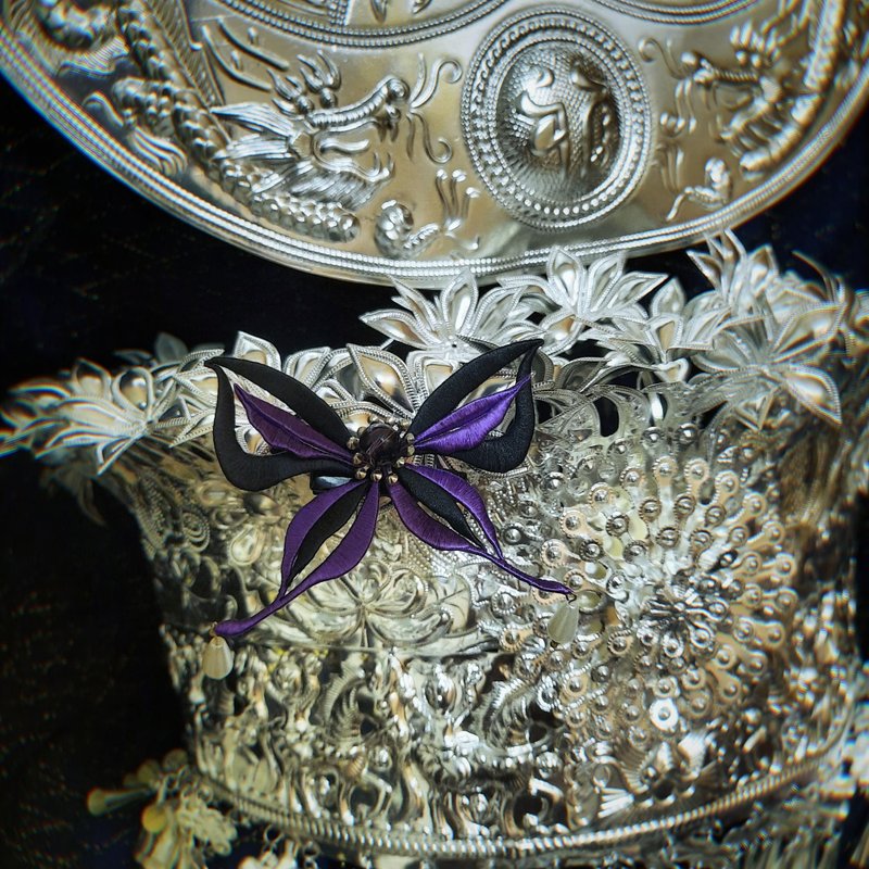 化蝶 蝴蝶缠花边夹 - 发饰 - 其他材质 白色