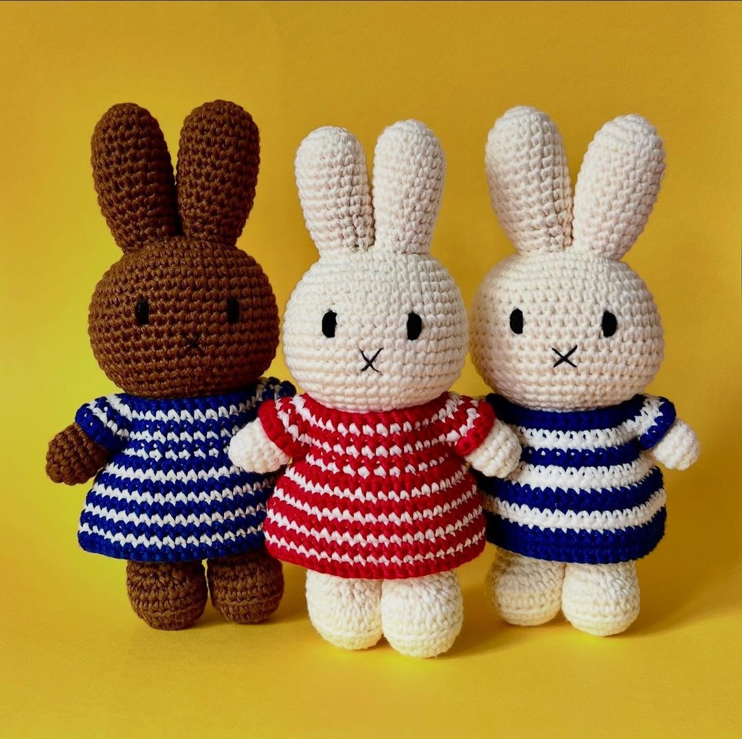 荷兰进口Miffy【条纹系列】Just Dutch授权正版手工钩针米非兔 - 玩偶/公仔 - 棉 多色