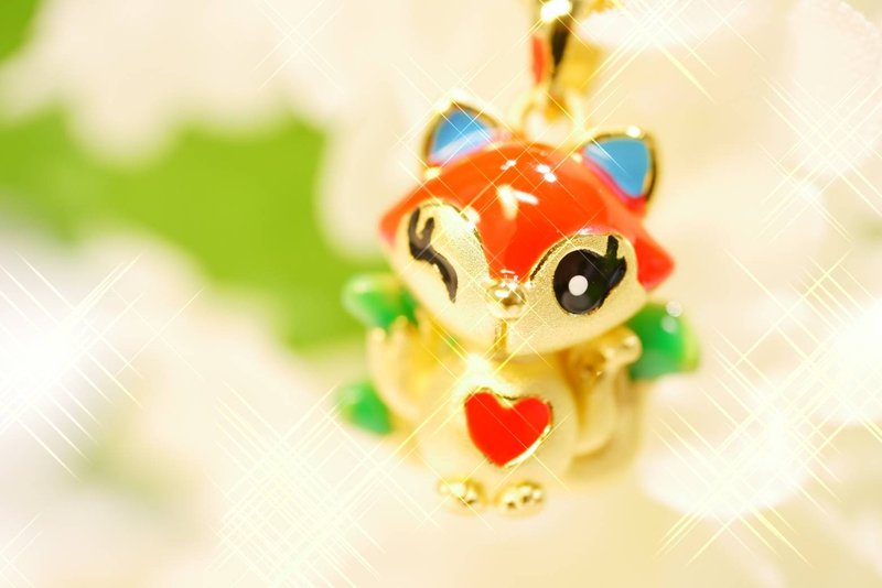 旺人缘-九尾狐-坠子 - 项链 - 24k 金 金色