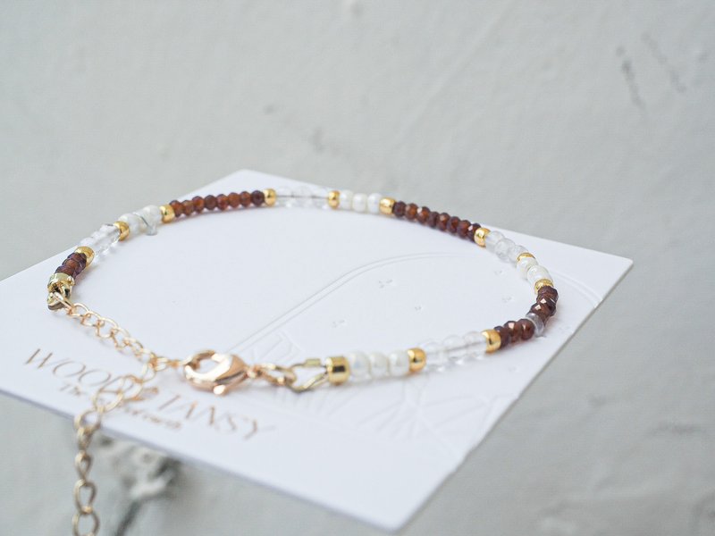 生日石系列  一月生日石 石榴石 手链 - 手链/手环 - 宝石 红色