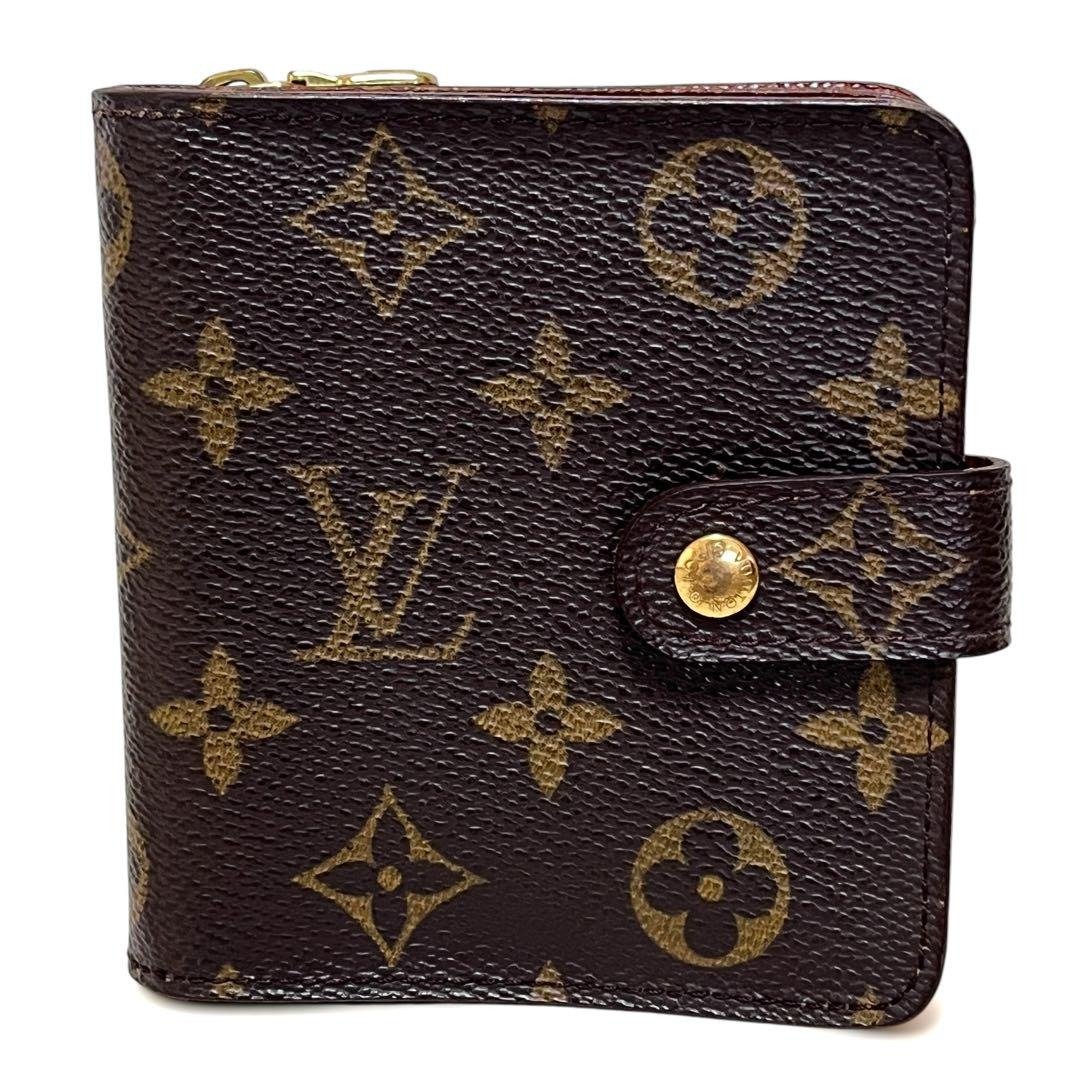 正品 Louis Vuitton 路易威登 Compact Zip 双折短夹 Monogram PVC 女款 M61667 二手 - 皮夹/钱包 - 其他材质 咖啡色