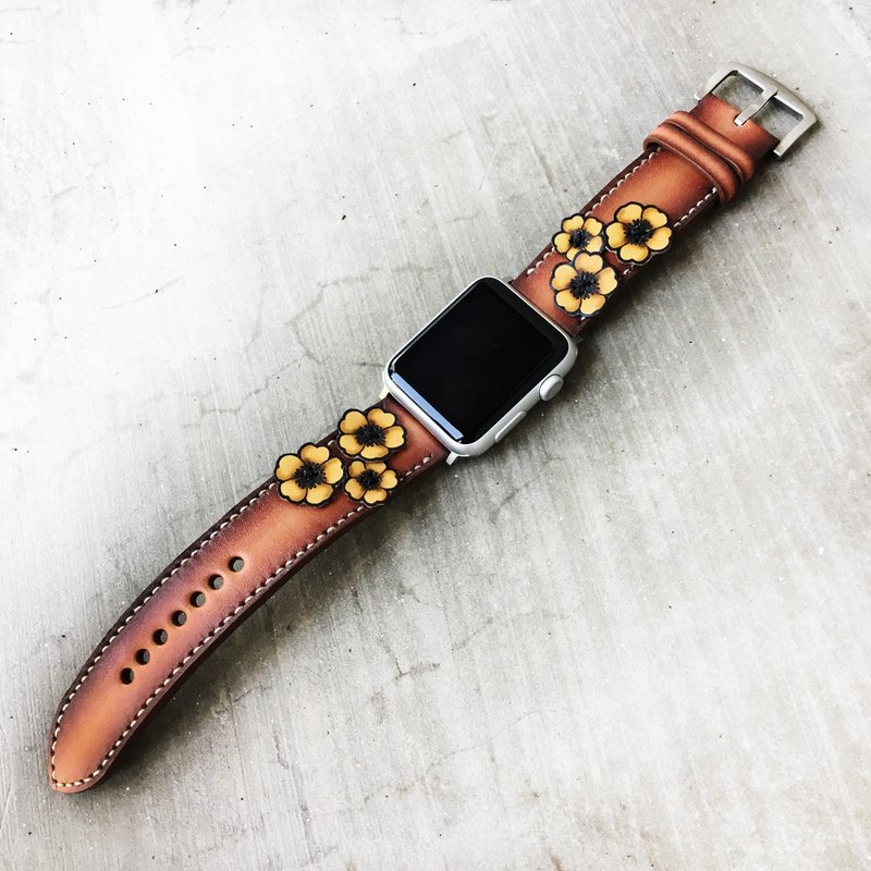 Apple Watch Strap 38mm 42mm, HandStitched Handmade, Series 3 - 表带 - 真皮 咖啡色