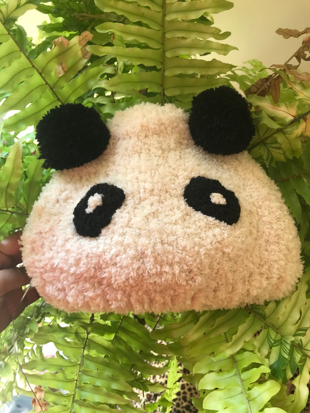 Wednesday手工针织超柔软绵绵Panda造型毛帽 - 帽子 - 其他材质 白色