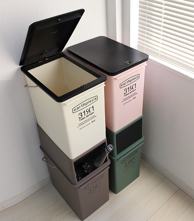 日本Like-it earthpiece 上盖按压式可堆叠垃圾桶 17L - 四色可选 - 垃圾桶 - 塑料 多色