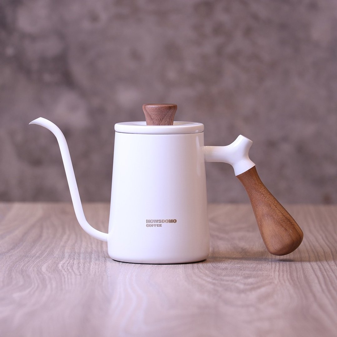 (1件也能定制化)木柄手冲咖啡壶350ml(白) - 咖啡壶/周边 - 不锈钢 白色