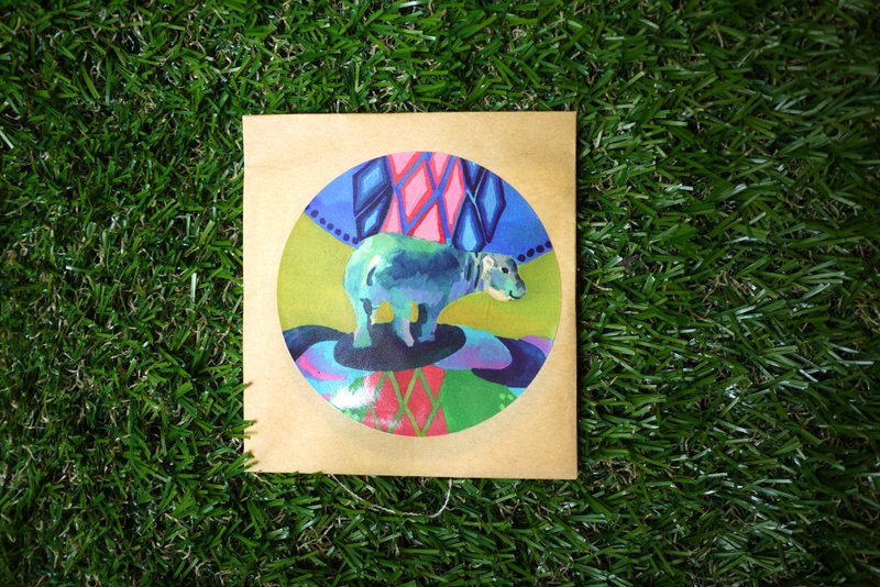 小河马圆标亮面贴纸8入 - 贴纸 - 纸 绿色