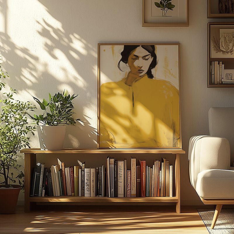黄衣静思 Woman in Ochre / 当代肖像插画海报 挂画 - 海报/装饰画/版画 - 纸 