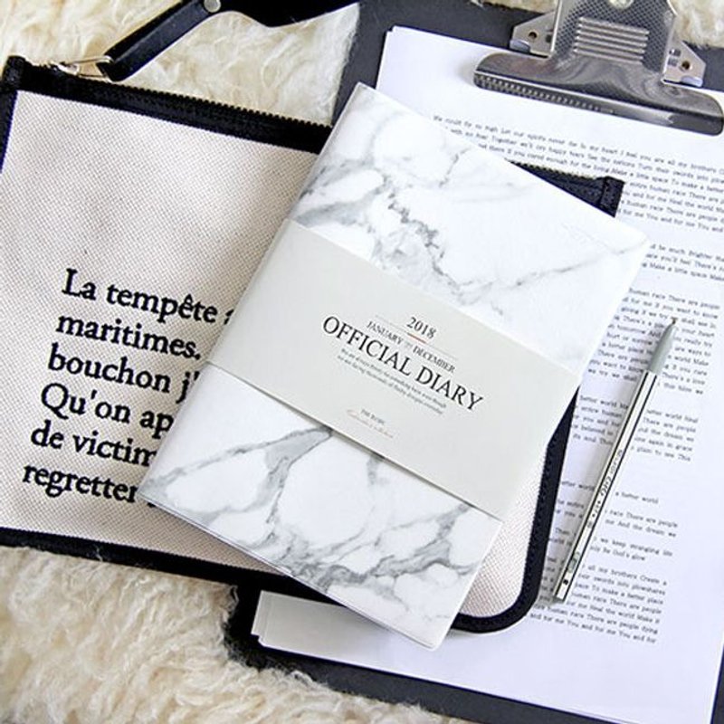 经典皮革A5月志(无时效)-大理石纹,IDG74488 - 年历/台历 - 纸 白色