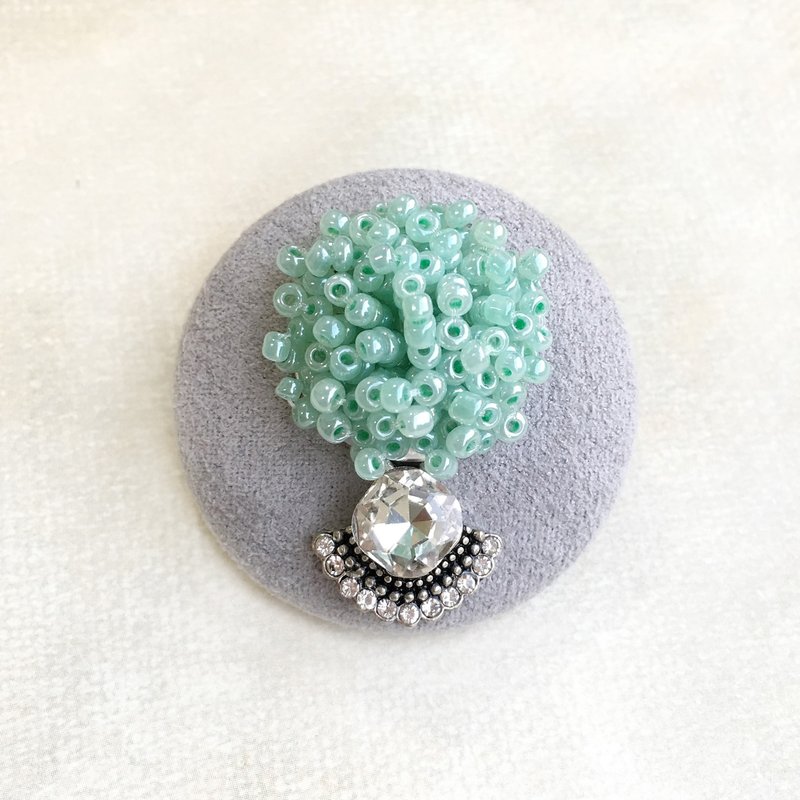 复古系列胸针帽针 | 累珠镶圆钻 | 交换礼物 - 胸针 - 其他金属 银色