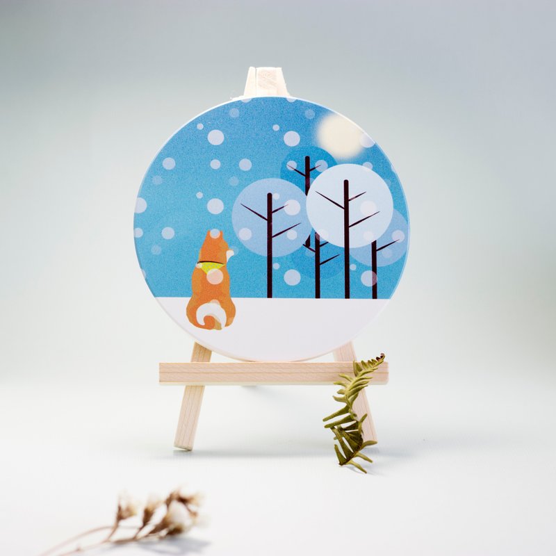 柴将杯垫-冬季版 - 杯垫 - 陶 蓝色