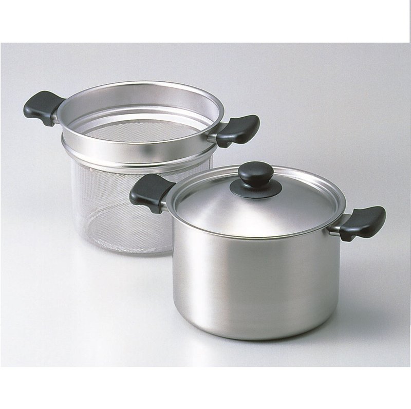 日本 柳宗理 22cm不锈钢双耳深锅连意粉隔 - 锅具/烤盘 - 不锈钢 银色