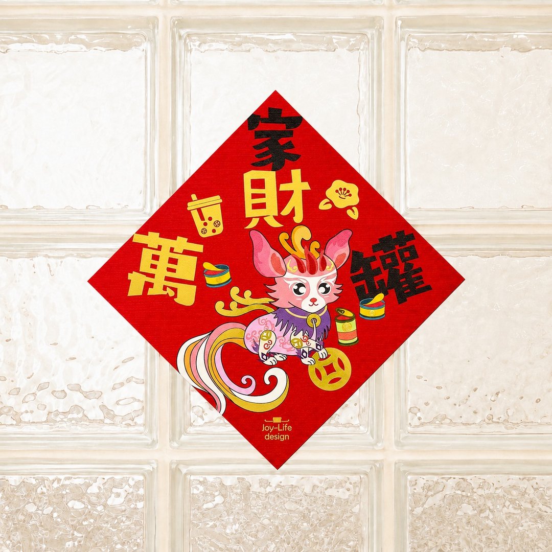 家财万罐烫金春联 乘黄 斗方 厚磅 - 红包/春联 - 纸 红色
