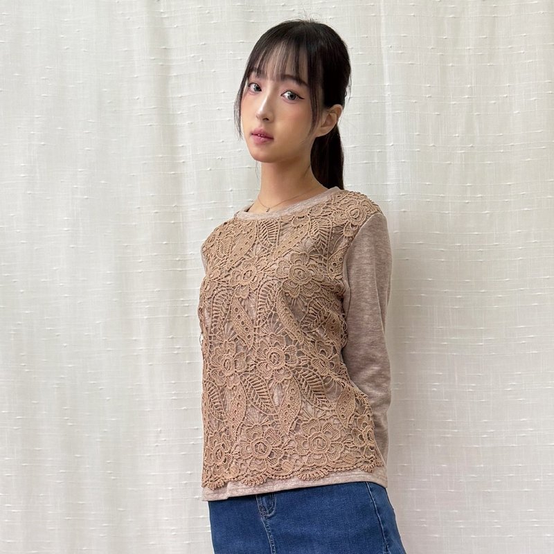 假两件式篓空雕花上衣 - 女装上衣 - 其他材质 