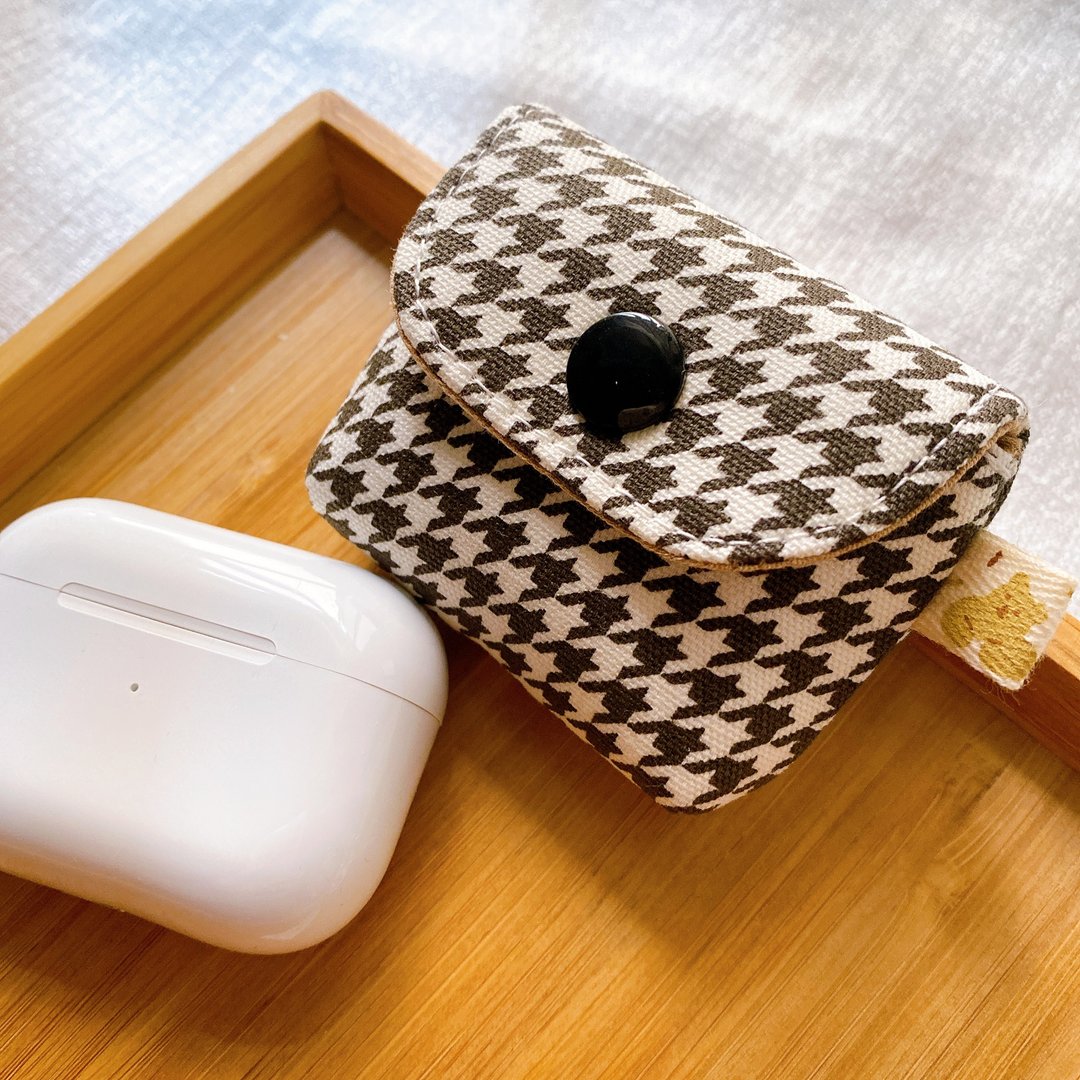 Airpods Case Airpods Pro 耳机套 耳机保护套 黑色千鸟格纹款 - 耳机收纳 - 棉 