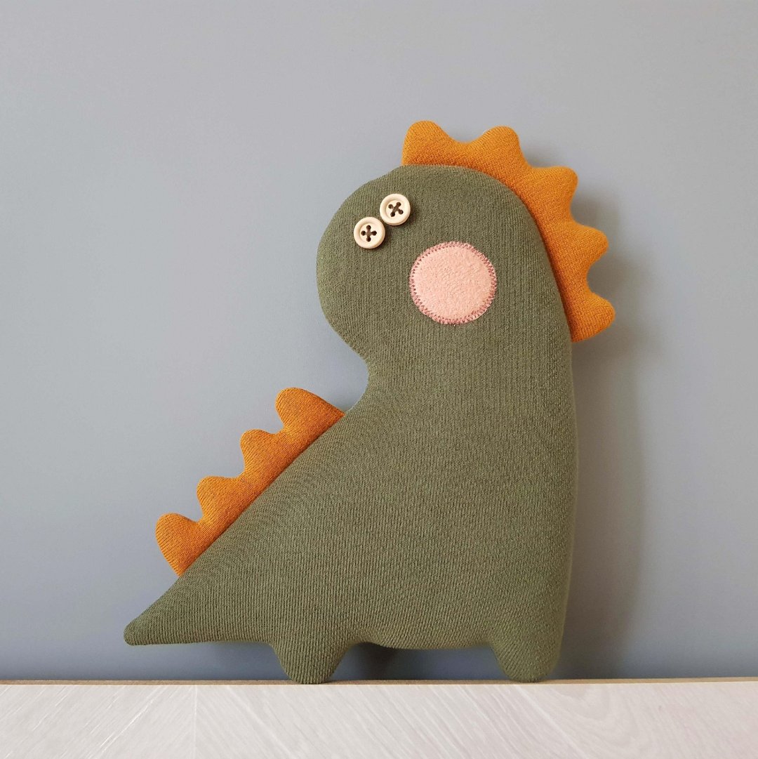 stuffed dinosaur sewing pattern pdf rag doll tutorial, cartoon animal pattern - 手工艺教程/工具书 - 其他材质 