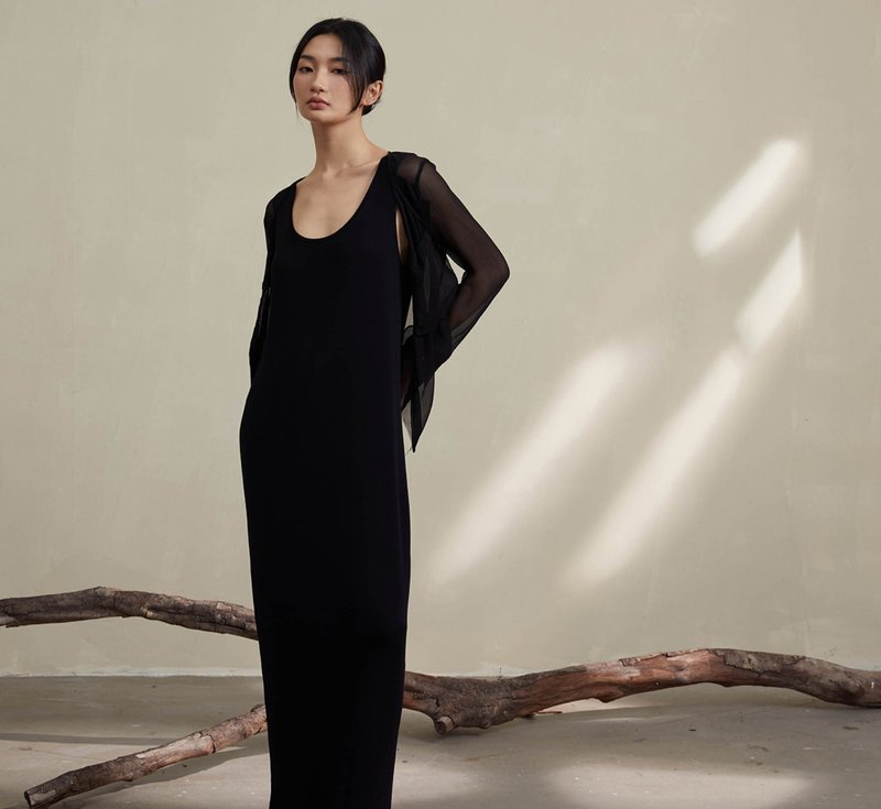 【双色长裙】新中式复古 简约吊带裙/背心长裙 - 裙子 - 其他材质 多色