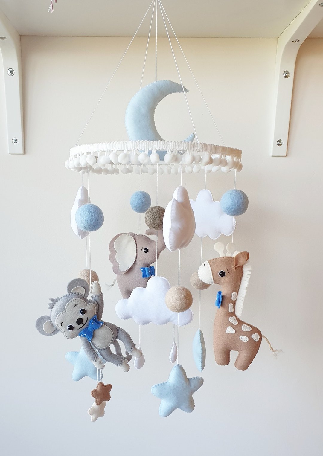 Jungle mobile, crib mobile boy, safari nursery, newborn, safari mobile, - 玩具/玩偶 - 环保材料 