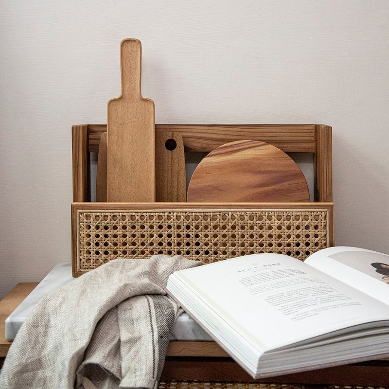 Tomood/ 土与木之间 台湾 柳杉-手工实木藤编置物架 收纳盒(L) - 收纳用品 - 木头 卡其色