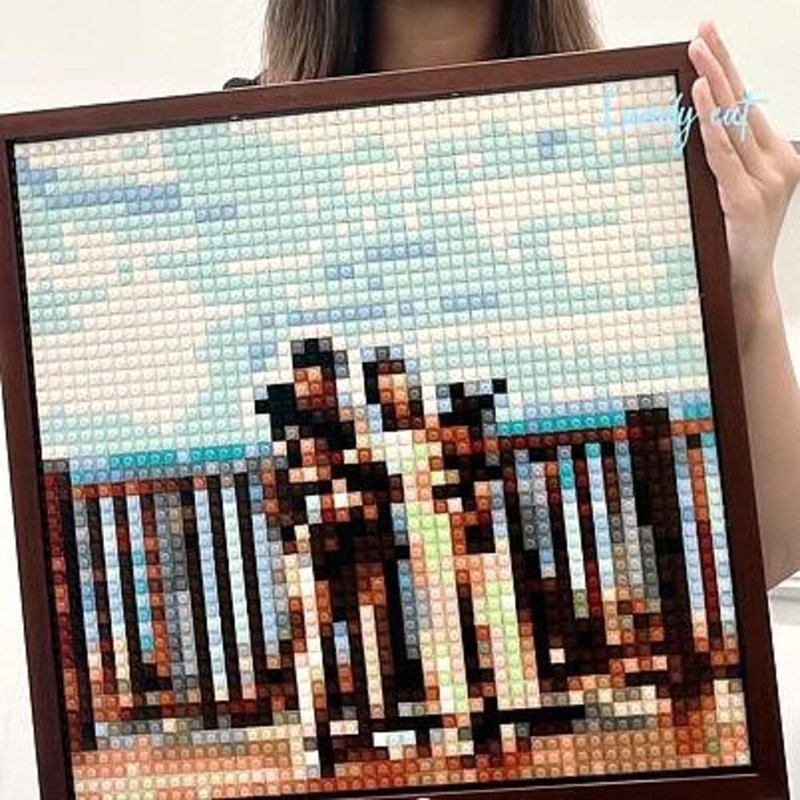 【定制】标准尺寸积木画 情侣 定制 人像画 家具 礼物 情侣 - 花瓶/陶器 - 塑料 蓝色