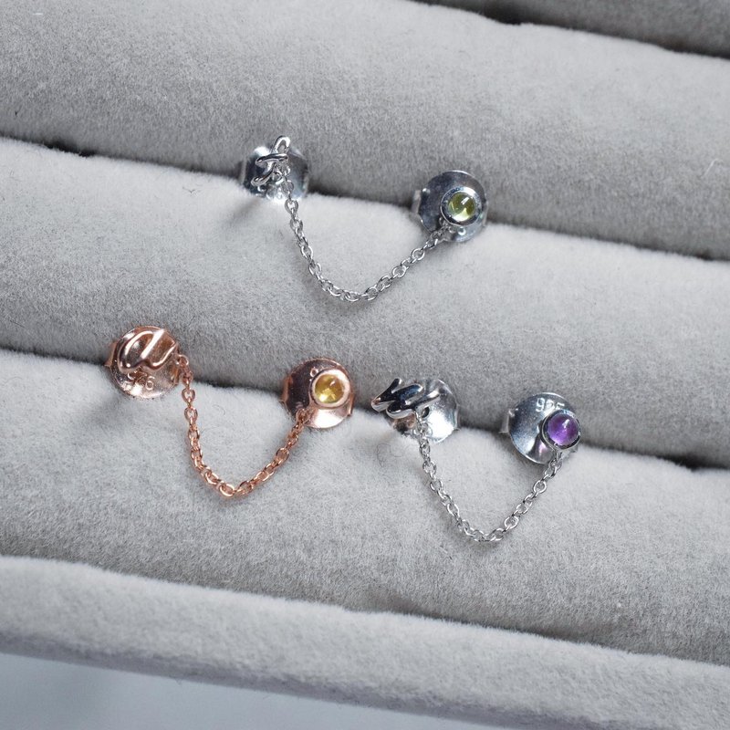 Amethyst Citrine Peridot a-z alphabet earrings #minimearrings #minimsignature - 耳环/耳夹 - 纯银 