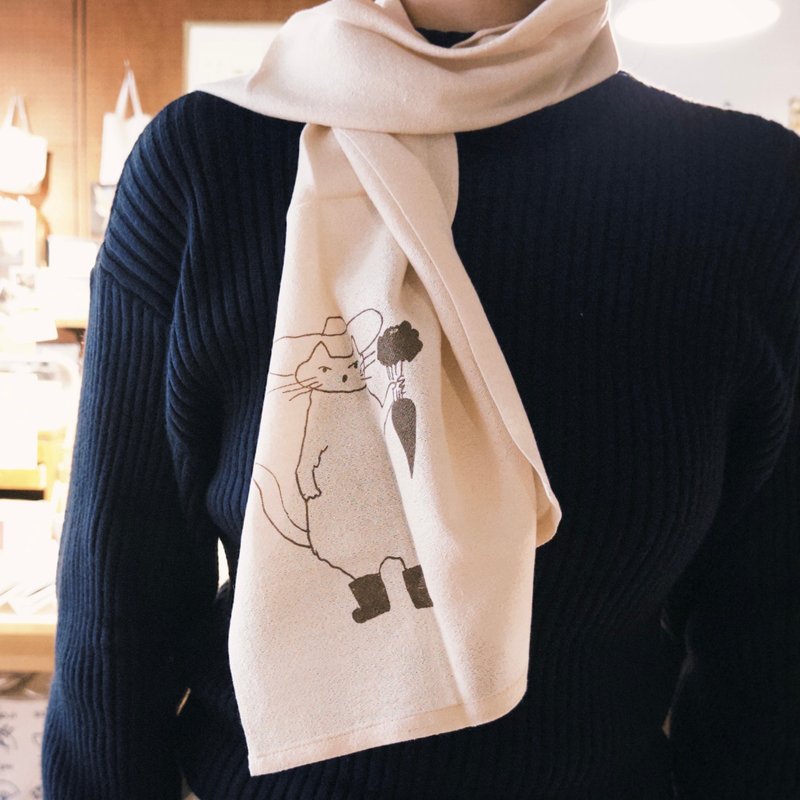 【仓敷意匠】中西直子 虎斑猫BonBon 围巾 99236 - 围巾/披肩 - 棉．麻 