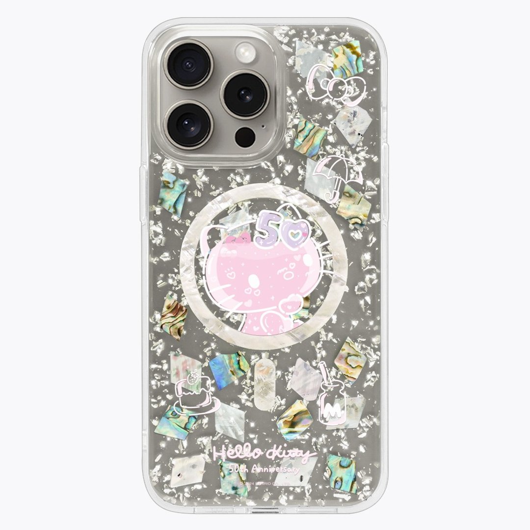 HelloKitty50周年－冲浪贝壳 磁吸版 防摔壳 iPhone 15 限定 - 手机壳/手机套 - 环保材料 透明