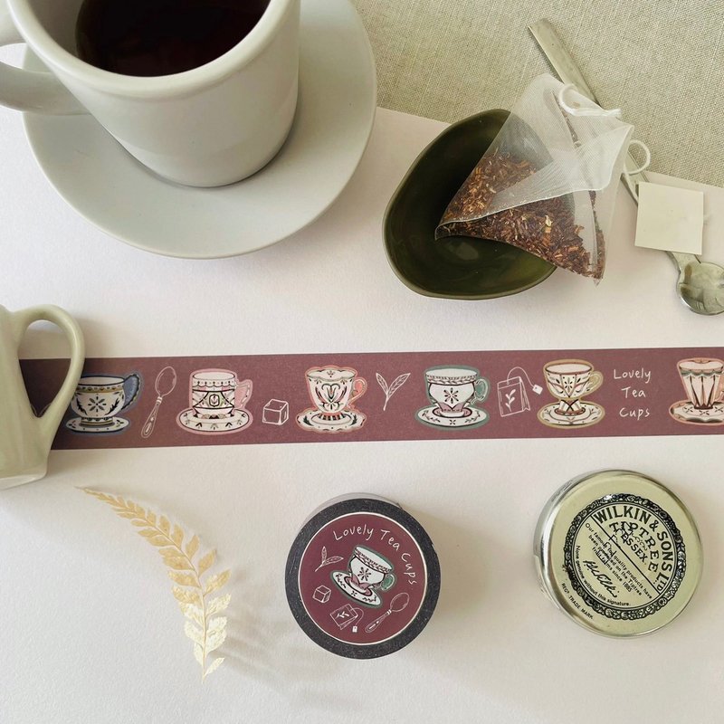 梦游咖啡馆系列 / 缤纷小茶杯纸胶带(宽2.5cmx长5m) - 纸胶带 - 纸 多色